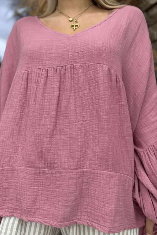 Made in Italy Santos Artist Smock Indian Pink - 